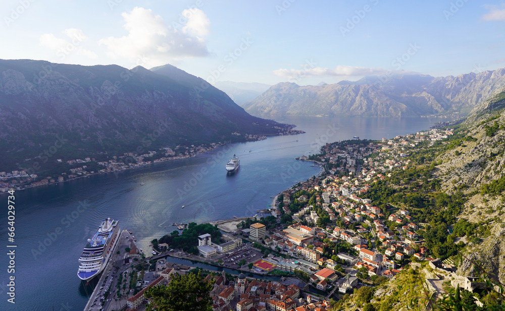 A view of Kotor Bay and Kotor town from the cable car station 