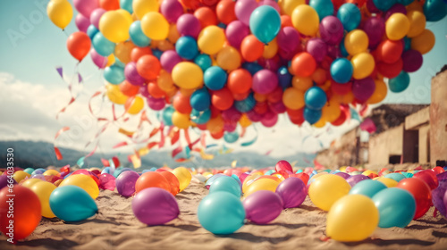 Beautiful happy holiday Background With colorful Balloons