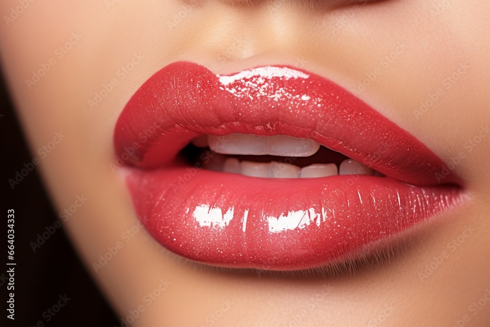 Young woman applying lip gloss very closeup, woman glossy lip closeup, glossy lip, red glossy lip, woman lip, beautiful woman lip, woman lip makeup Young woman applying lip gloss very closeup, woman glossy lip closeup, glossy lip, red glossy lip, woman lip, beautiful woman lip, woman lip makeup