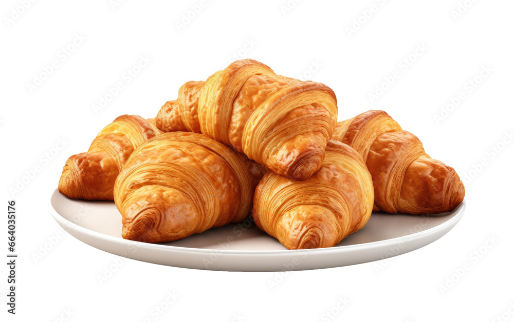 Croissant in Plate on Transparent background