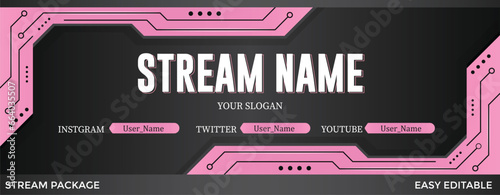 Futuristic pink neon gaming banner design