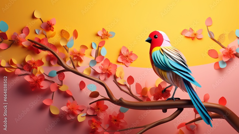 Colorful Love Birds in Nature: A Vibrant Valentine's Day with Birds, Flowers, and Nature's Beauty