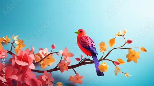 Tropical Love Birds  A Colorful Valentine Day Celebration with Exotic Birds  Vibrant Flowers  and Nature