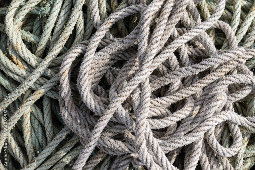 Tangled Ship rope background. Full frame