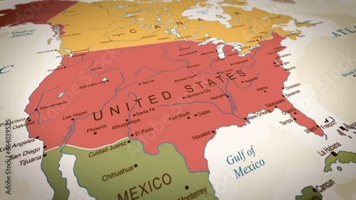 United States of America animated travel map. Concept of travel, geography, and history. 4k 60fps.