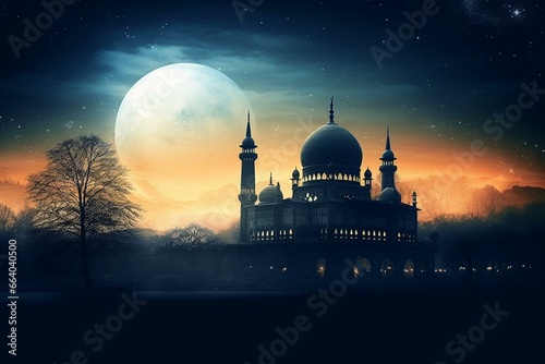 background featuring a mosque. Generative AI © Renata
