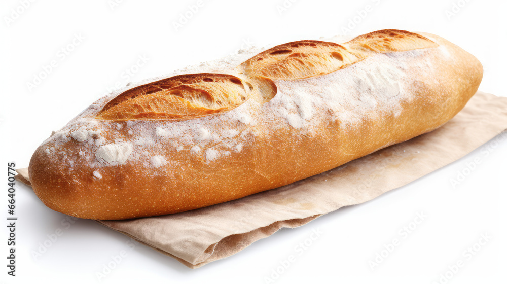 Amazing artisanal french baguette isolated on white background