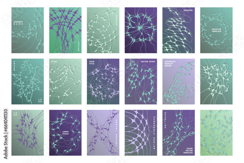 Biomedical brochure cover templates vector set.