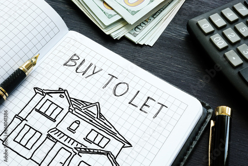 Quadro su tela Buy To Let Mortgage is shown using the text and photo of dollars and picture of