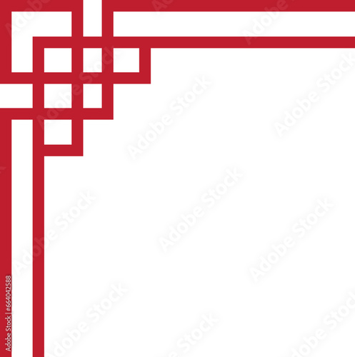 Chinese frame border art china style. Asian new year decorative traditional borders, oriental red line retro pattern for image frame. Vintage frame border art isolated on transparent background.