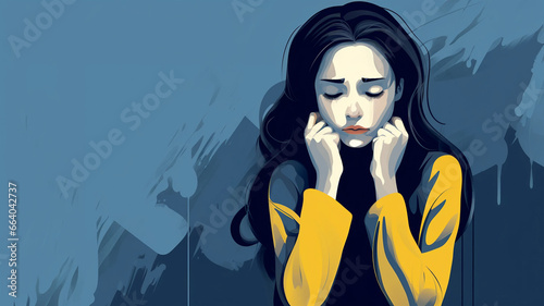 Sadness woman on illuatration