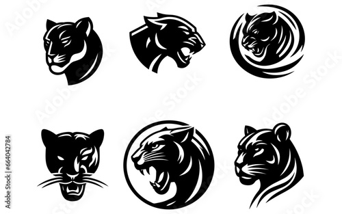 Panther logo icon vector illustration black color white background