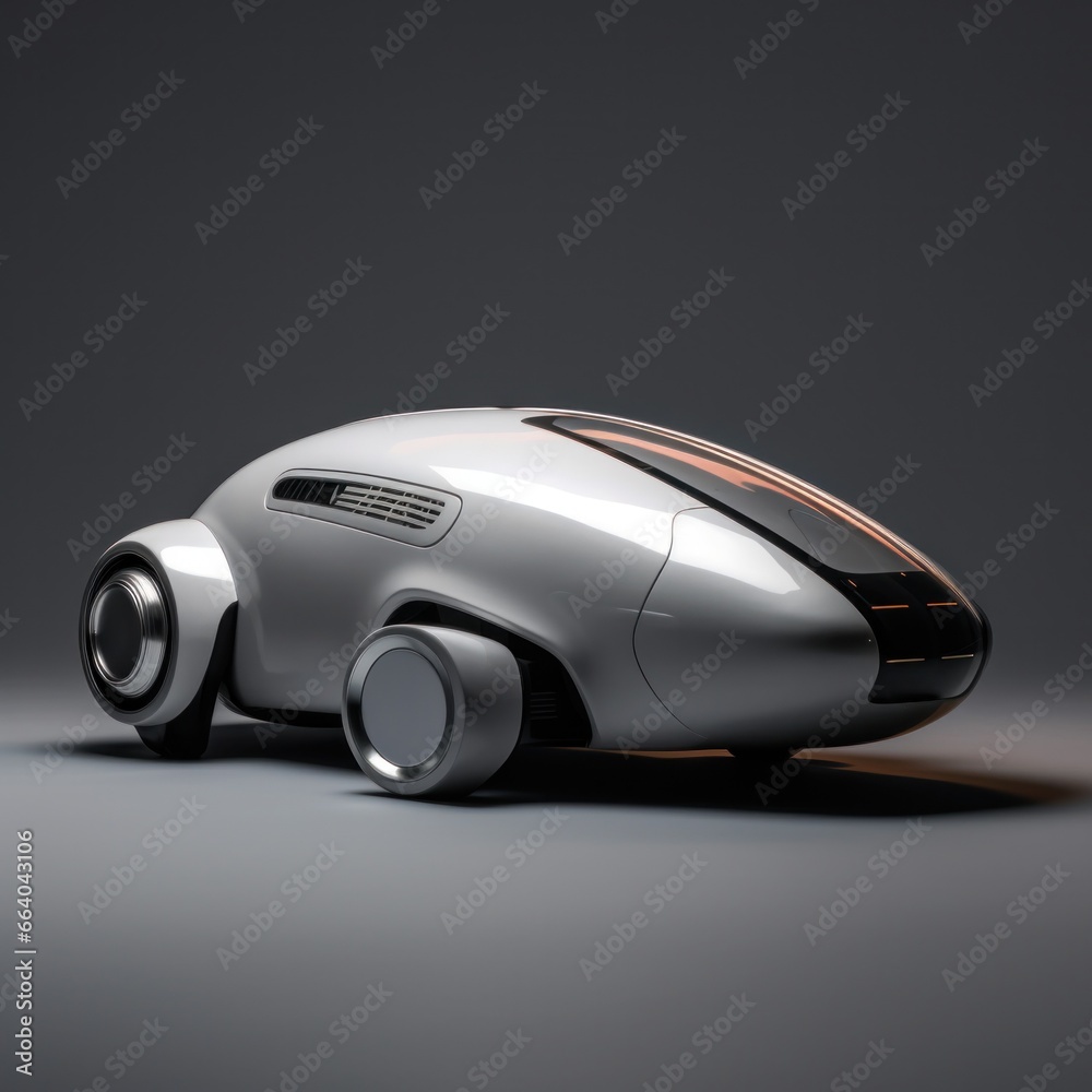model of a concept car in silver color on a light background.electric car with autopilot model of a concept car in silver color on a light background.electric car with autopilot