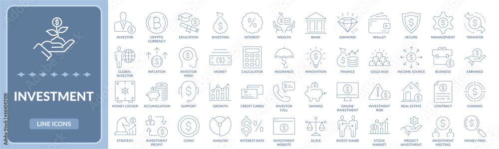 Investment thin line icon set EPS10 - Stock Vector. Investment thin line icon set EPS10 - Stock Vector.