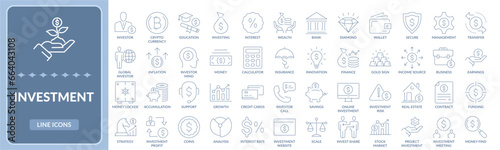 Investment thin line icon set EPS10 - Stock Vector.