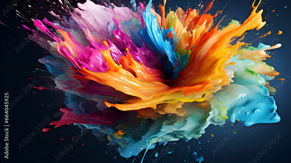 an explosion of multi-colored colors in a flow moving in a circle