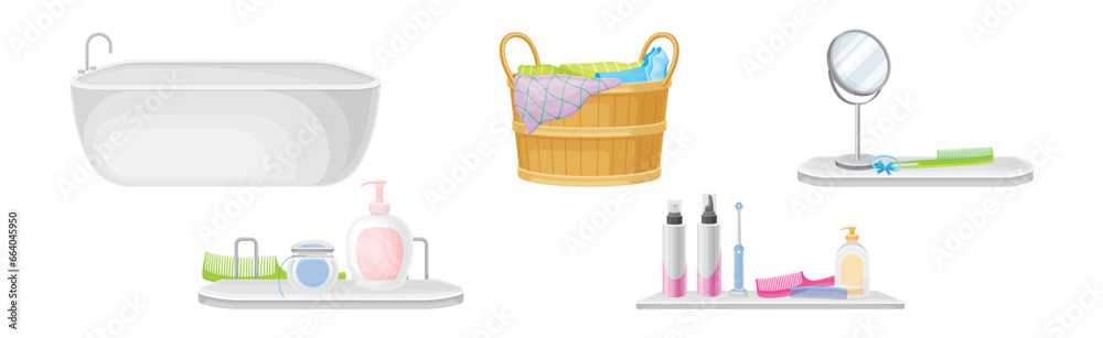 Bathroom Object and Sanitary Ware and Equipment Vector Set Bathroom Object and Sanitary Ware and Equipment Vector Set