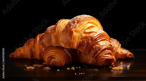 Flaky and buttery croissant golden-brown perfect, generative ai photo