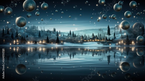 Fairytale winter Christmas landscape. 