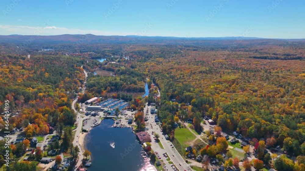 Alton Bay at Lake Winnipesaukee aerial view and village of Alton Bay in