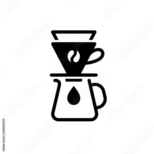 Pour over coffee maker pictorgam. Simple vector black glyph icon isolated on white background. photo