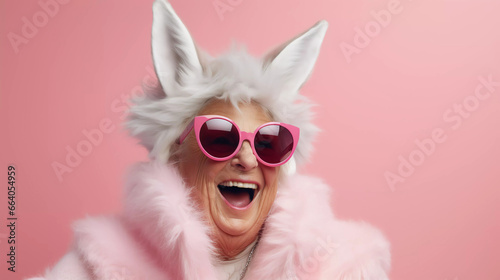 Mature woman in a bunny suit