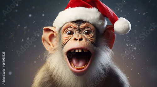 A monkey with Santa hat © Business Pics