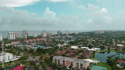 Aerial wide footage of Homes in Naples. Florida neighborhoods. real aerial estate shot photo