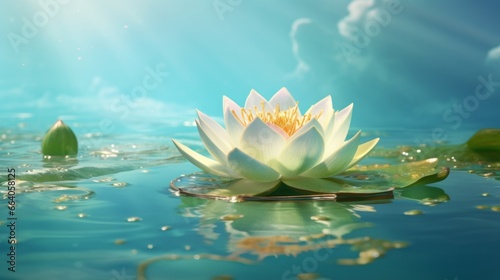 A Single Water Lily Pad with a Golden Color in Lily Pad Dreams photo