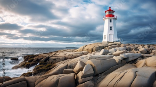 Iconic Peggy's Cove Lighthouse in Canada photo