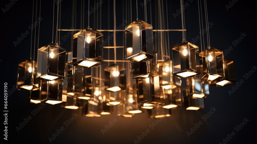 Modern and minimalist chandeliers with sleek lines and geometric designs, creating a contemporary ambiance in stylish interiors Modern and minimalist chandeliers with sleek lines and geometric designs, creating a contemporary ambiance in stylish interiors