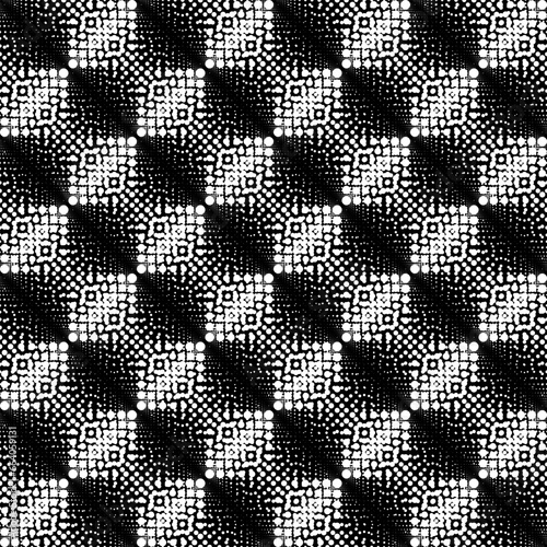 White circles, gradient halftone on the black background. Vector illustration.