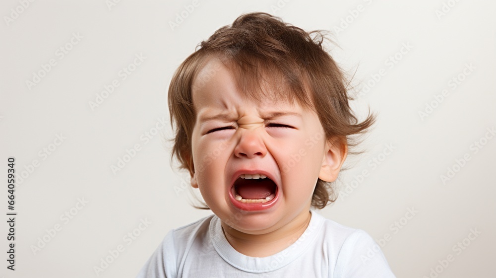 crying baby isolated on white, Unhappy baby boy crying and whining. crying baby isolated on white, Unhappy baby boy crying and whining.