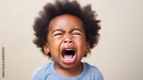 Crying baby isolated on white, Expressive little child screaming.