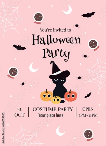 Happy halloween party.Halloween invitation template.