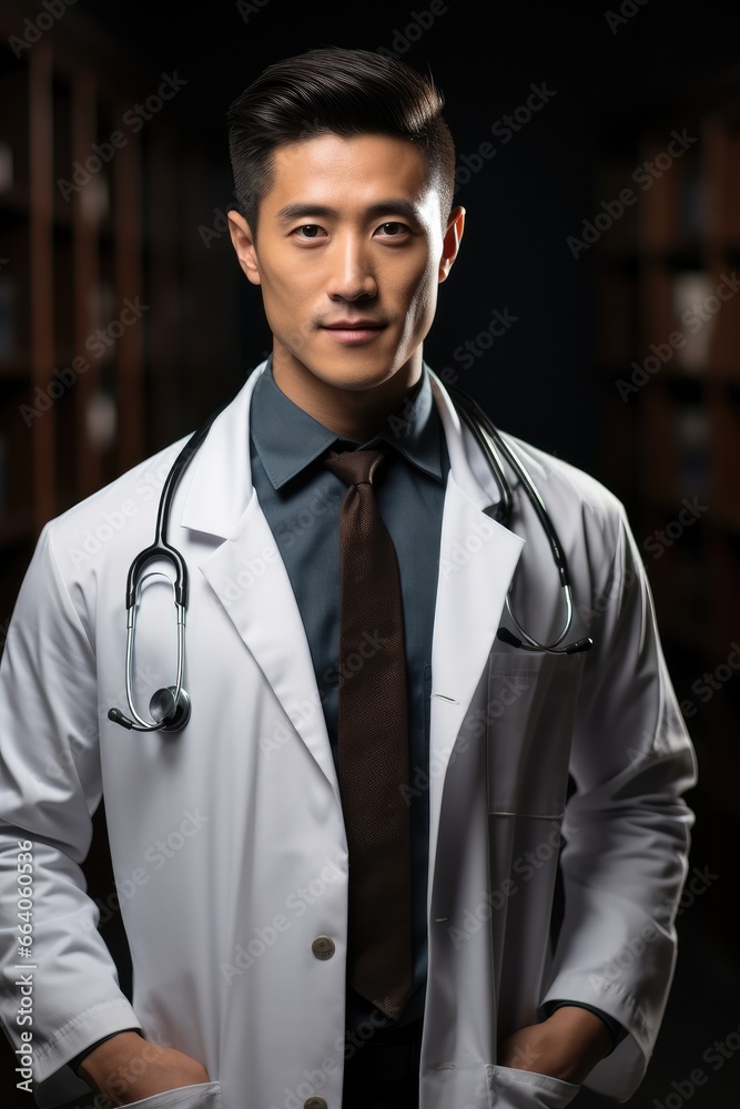A handsome young Chinese male doctor. A handsome young Chinese male doctor.