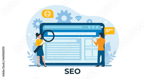 man and woman analyzing data conduct SEO