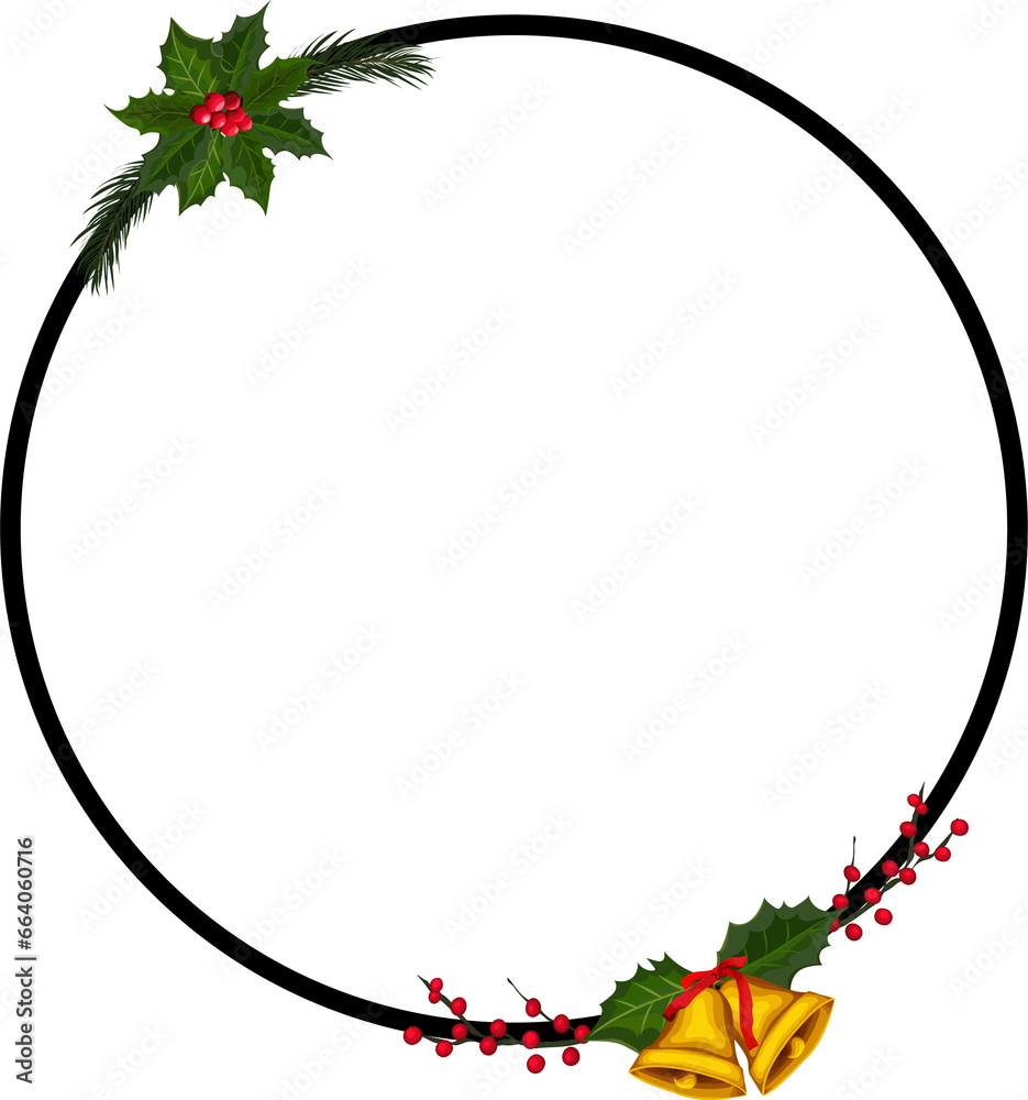 Naklejka premium Christmas frame on transparent background.