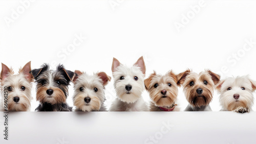 Group of different dogs, isolated white background with copy space © Artyom