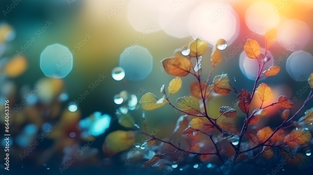 Blurred nature background with bokeh light effect, AI generative