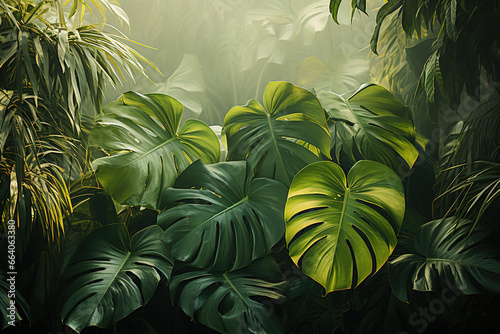 Tropical green leaves in a jungle.