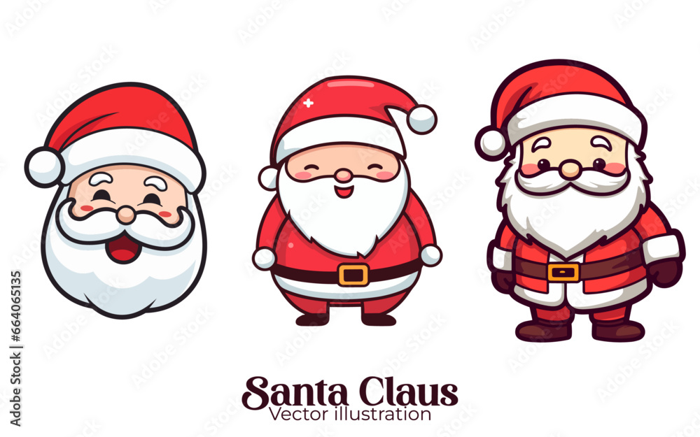 Kids’ Christmas Party: Cute and Funny Santa Claus with Hat and White Beard. Vector Illustration in a Christmas Set Collection - isolated on transparent background, png Kids’ Christmas Party: Cute and Funny Santa Claus with Hat and White Beard. Vector Illustration in a Christmas Set Collection - isolated on transparent background, png