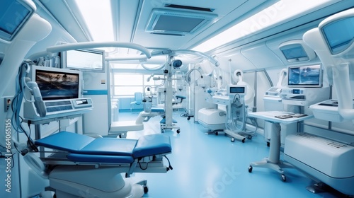 Medical devices for neurosurgery, Modern equipment in operating room.