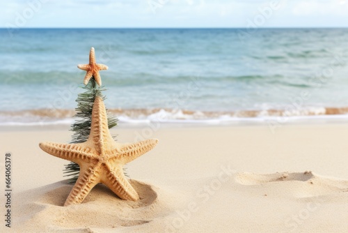 Christmas starfish on a tropical beach