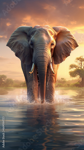 Elefante no lago 