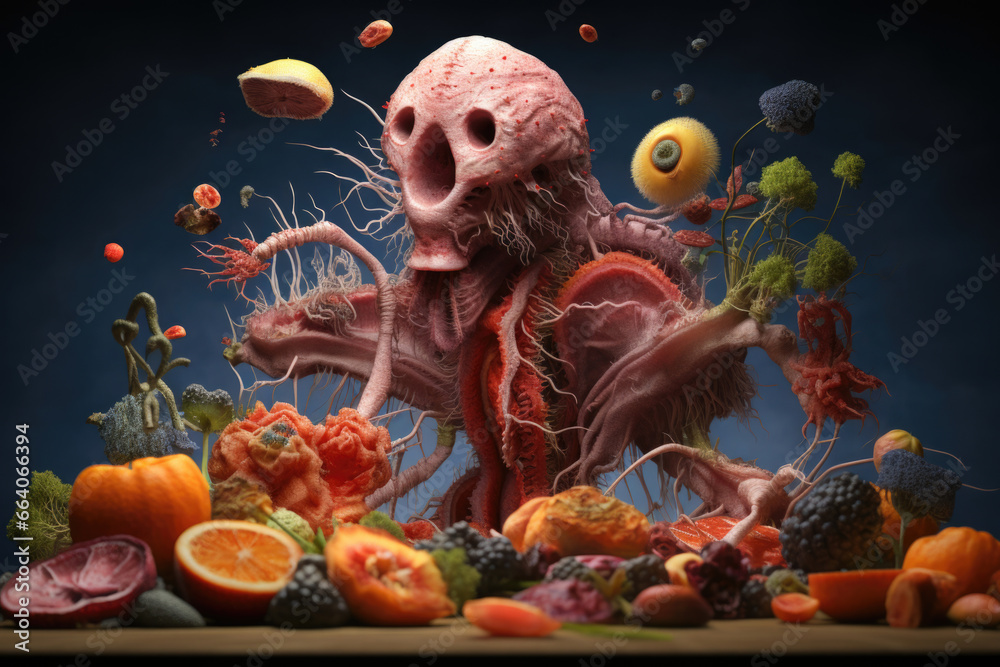 Φωτογραφία Graphic depiction of probiotics' impact on food digestion mechanism