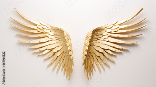 asas douradas em fundo branco  photo