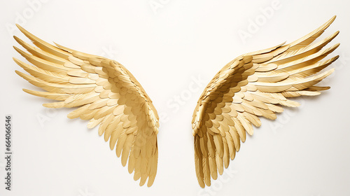 asas douradas em fundo branco  photo