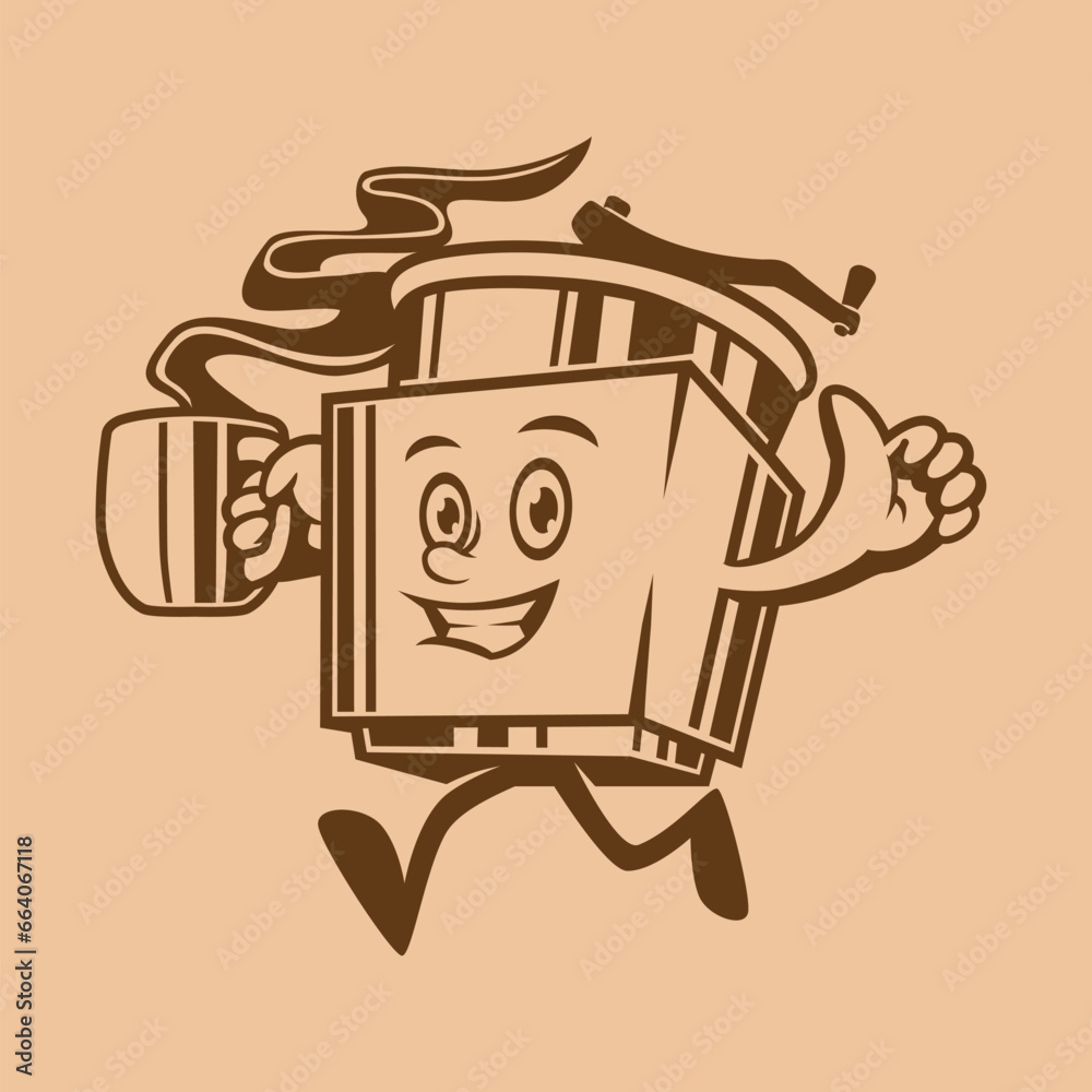 Coffee Grinder Mascot Happy Smile Running