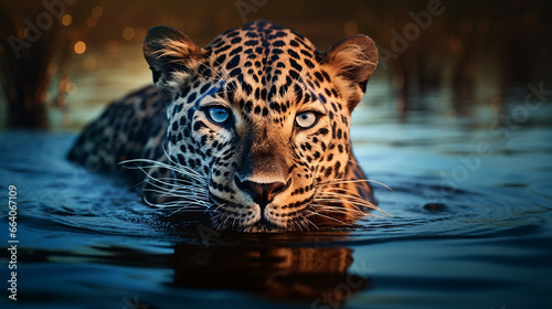 leopardo no lago 